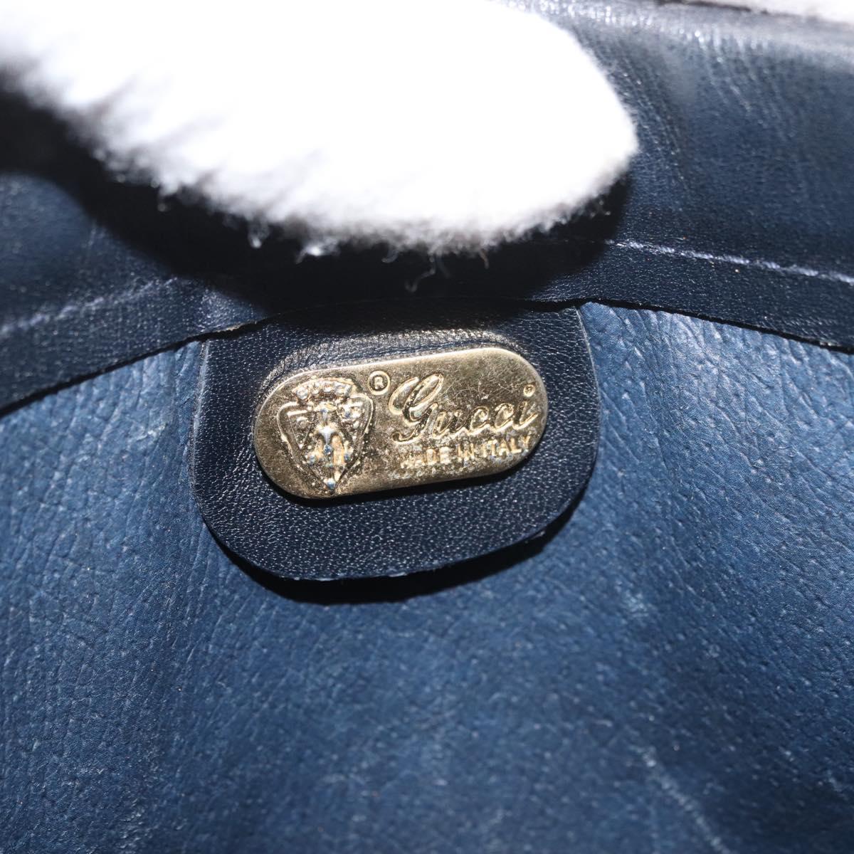 GUCCI Micro GG Supreme Shoulder Bag PVC Navy Gold Auth BA13153