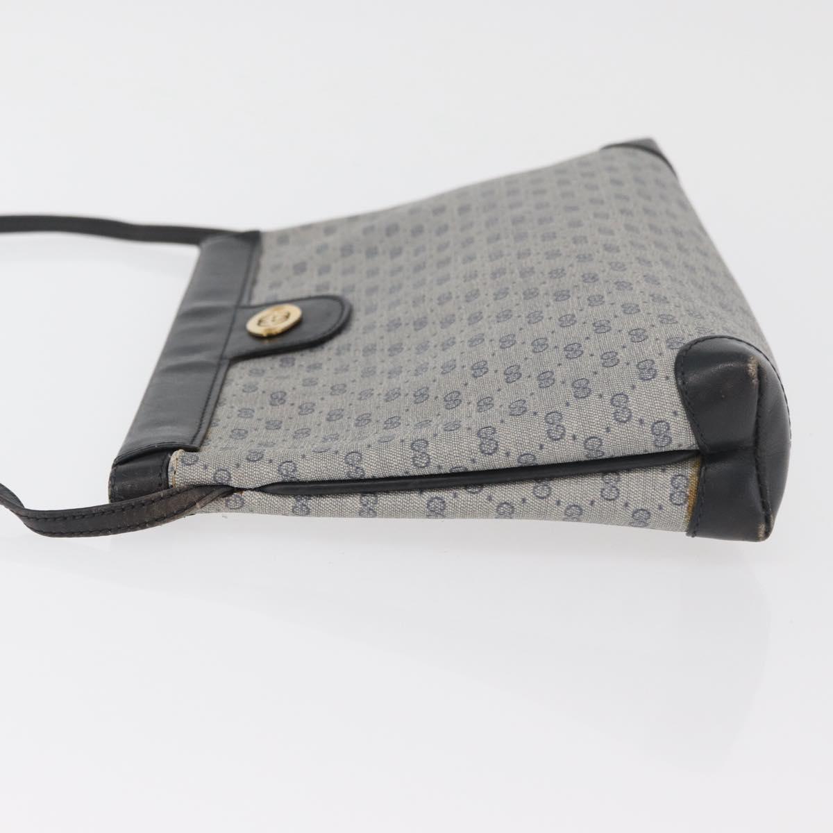 GUCCI Micro GG Supreme Shoulder Bag PVC Navy Gold Auth BA13153