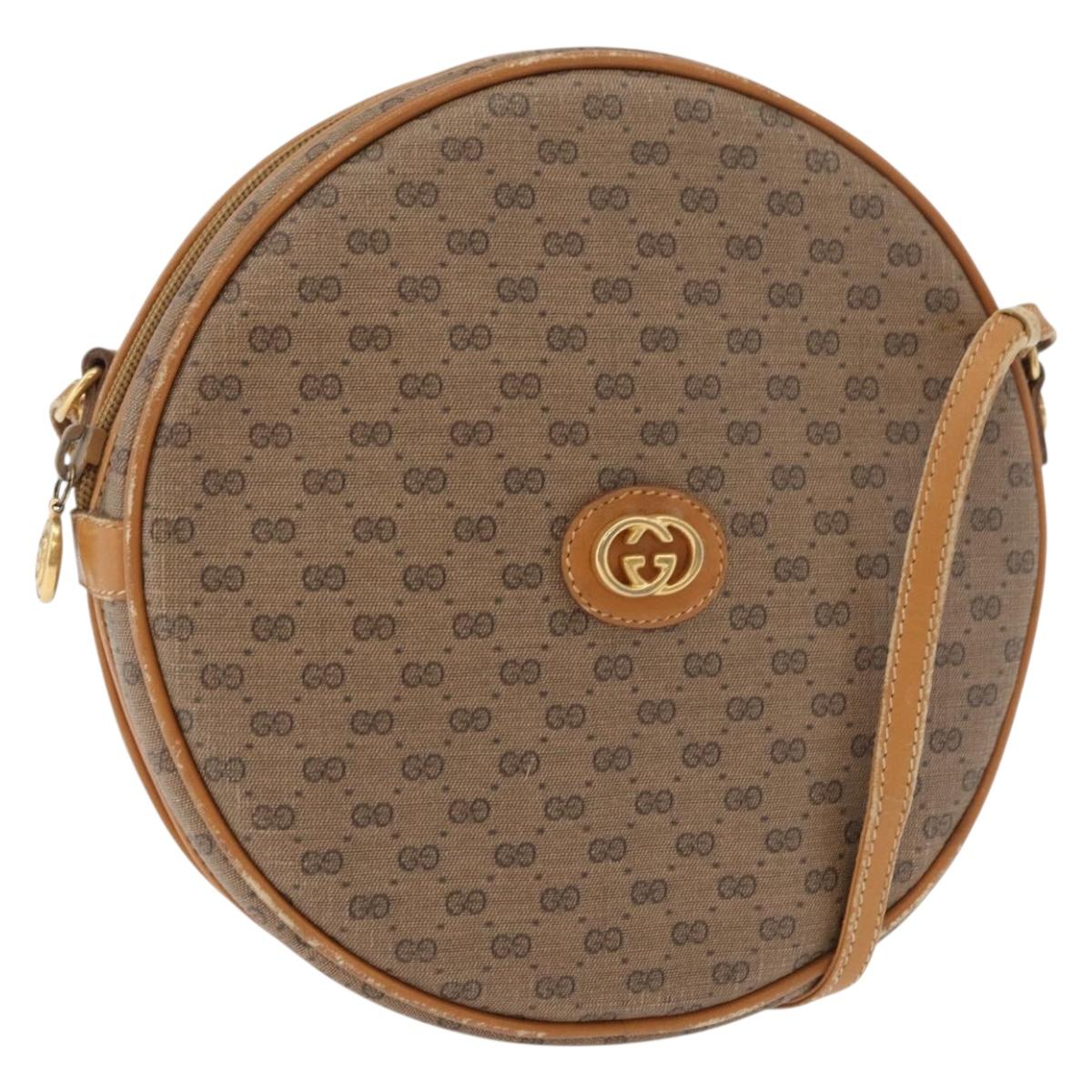 GUCCI Micro GG Supreme Shoulder Bag PVC Beige Gold Auth BA13154