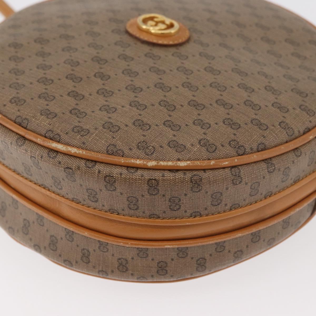 GUCCI Micro GG Supreme Shoulder Bag PVC Beige Gold Auth BA13154