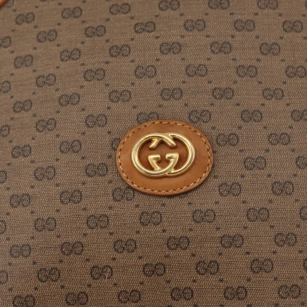 GUCCI Micro GG Supreme Shoulder Bag PVC Beige Gold Auth BA13154