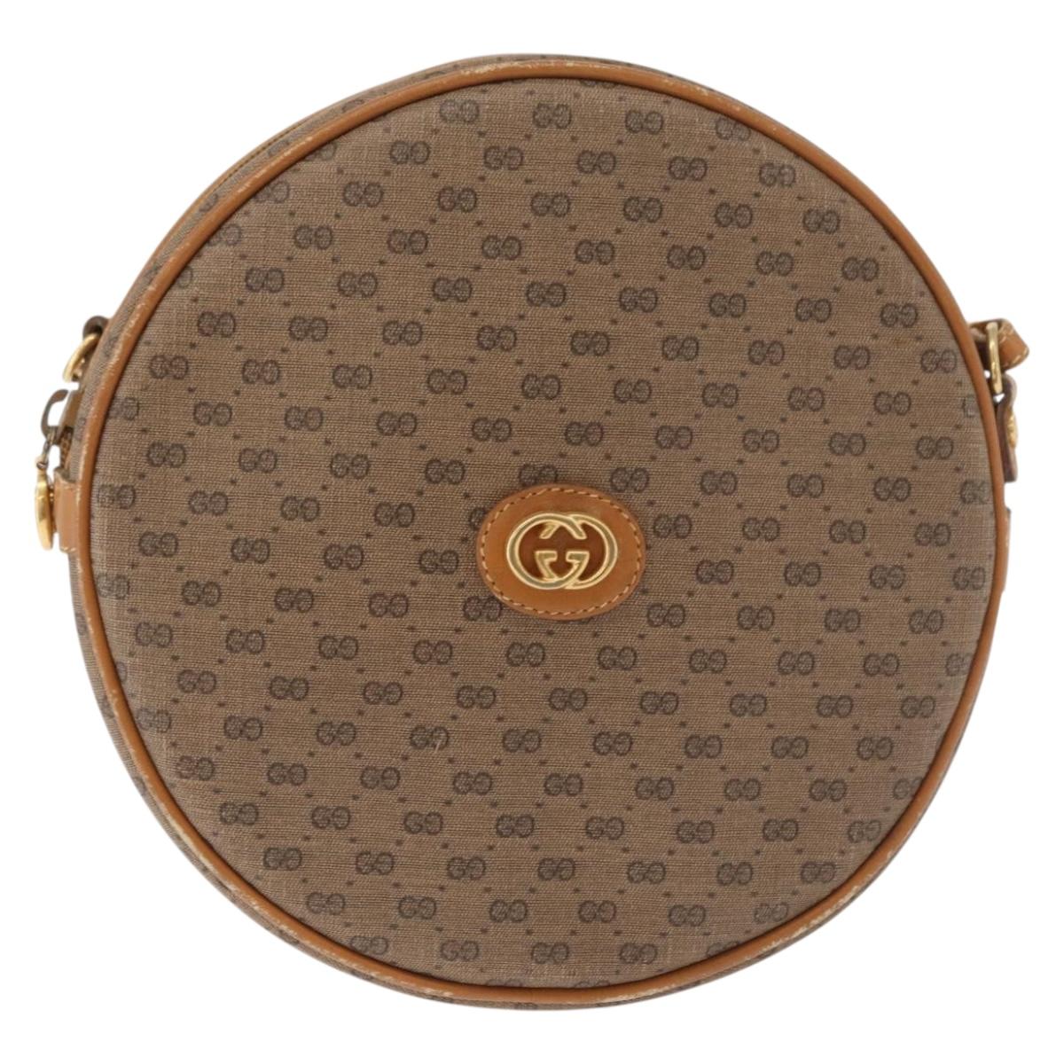 GUCCI Micro GG Supreme Shoulder Bag PVC Beige Gold Auth BA13154
