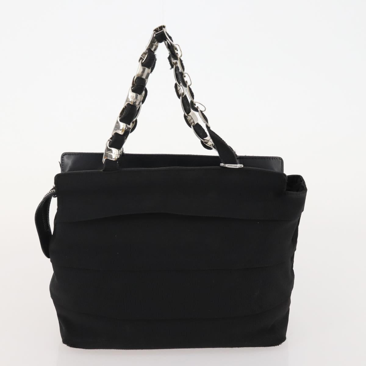 Salvatore Ferragamo Hand Bag Nylon Patent Leather 2 Set Black Auth BA13155