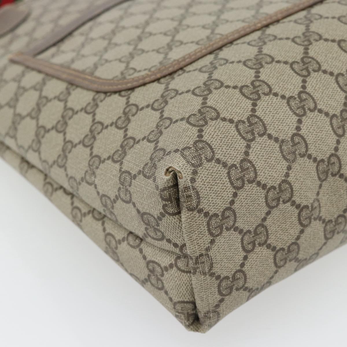 GUCCI GG Supreme Web Sherry Line Tote Bag PVC Beige 39 02 003 Auth BA13156