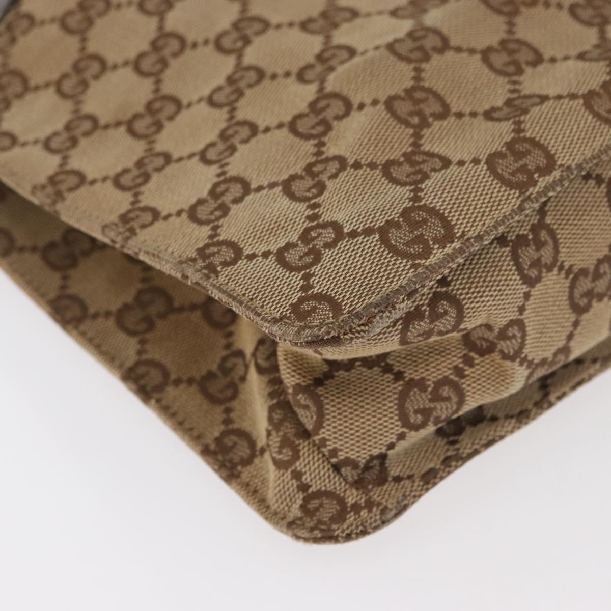 GUCCI GG Canvas Shoulder Bag Beige Silver 120841 Auth BA13157