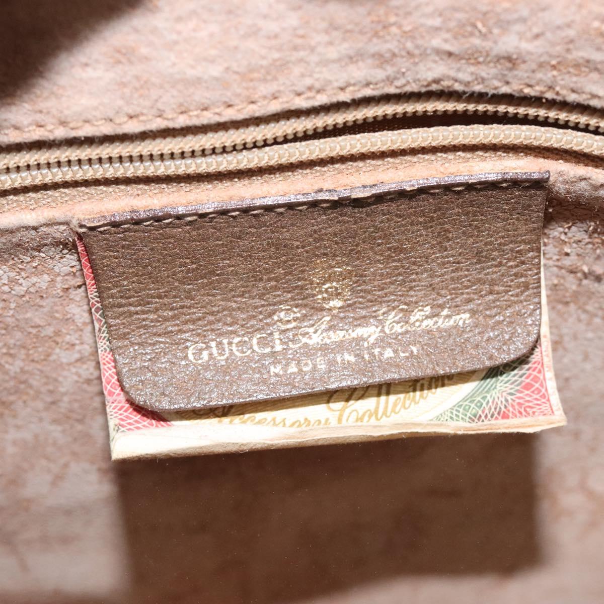 GUCCI GG Supreme Web Sherry Line Hand Bag PVC Leather Beige Auth BA1316