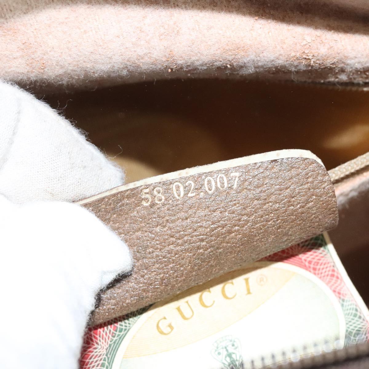 GUCCI GG Supreme Web Sherry Line Hand Bag PVC Leather Beige Auth BA1316