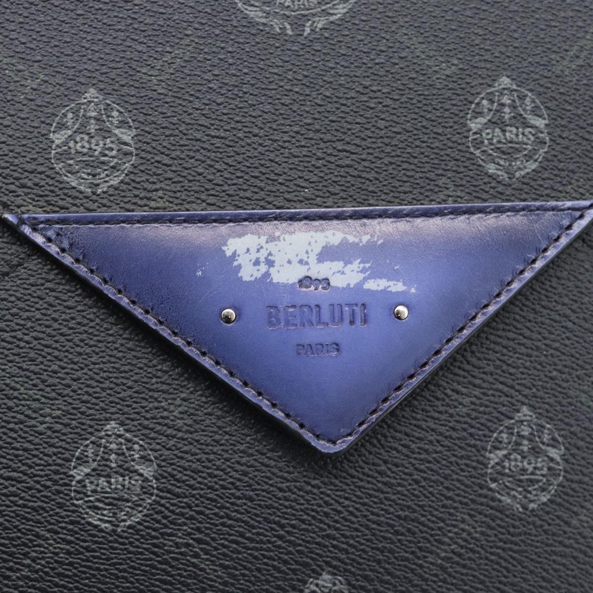 Berluti Clutch Bag PVC Black Silver Auth BA13162