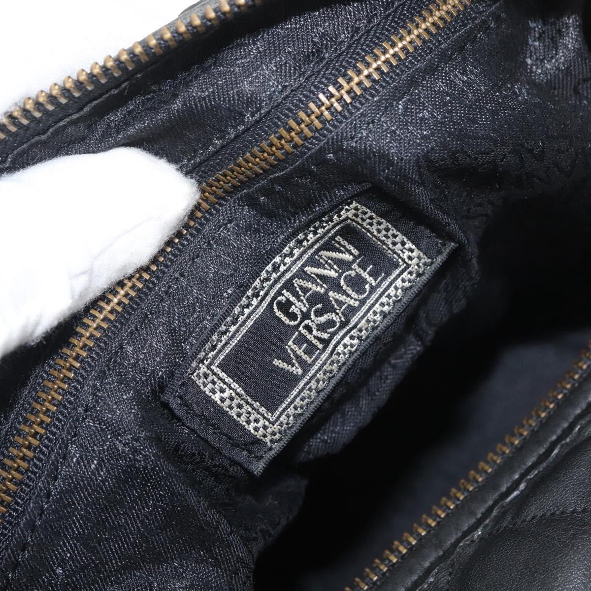 Gianni Versace Hand Bag Leather Black Gold Auth BA13163