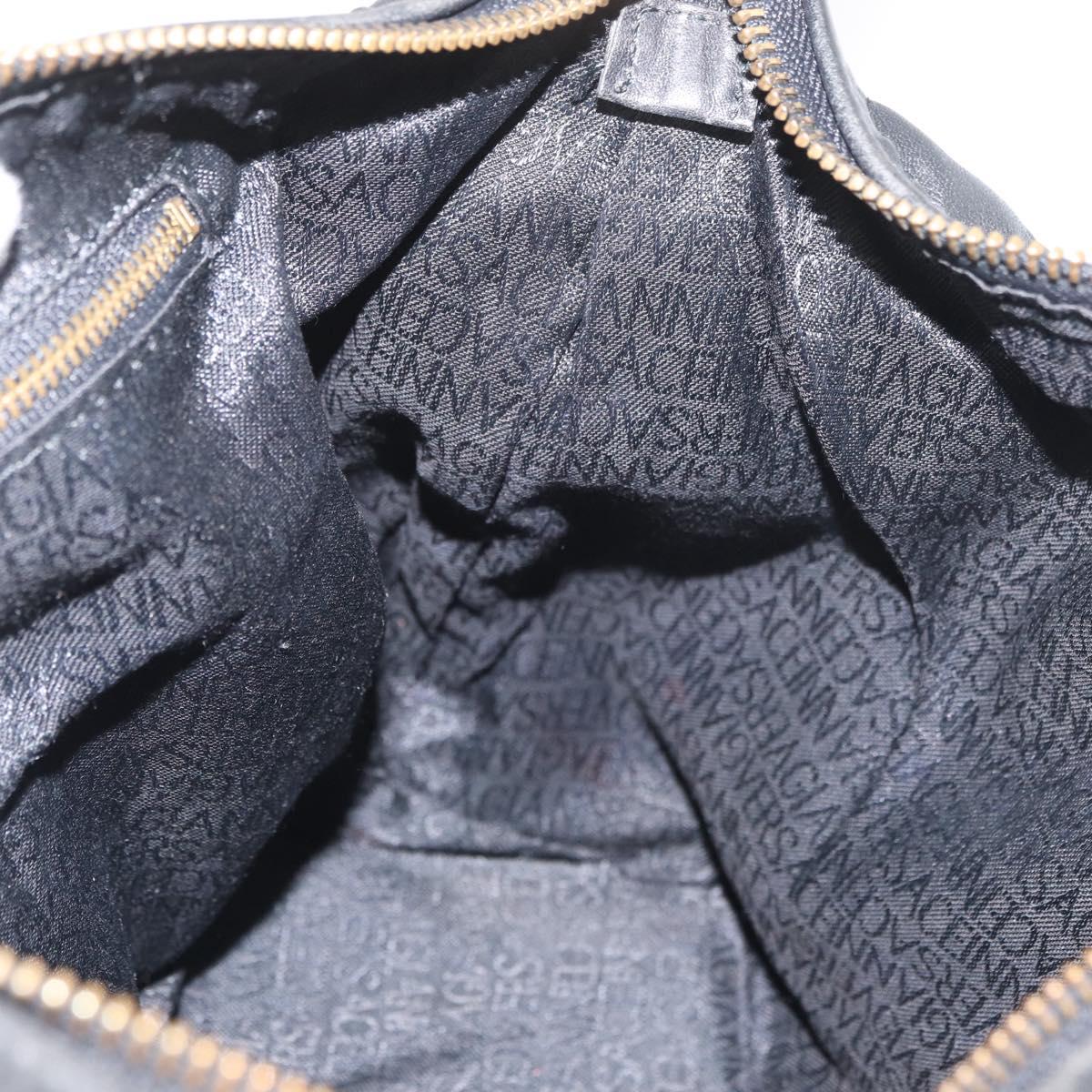 Gianni Versace Hand Bag Leather Black Gold Auth BA13163