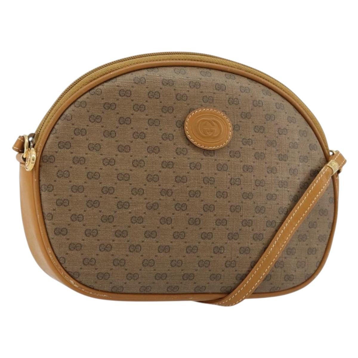GUCCI Micro GG Supreme Shoulder Bag PVC Beige Gold Auth BA13164