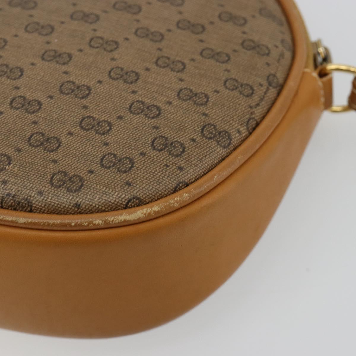 GUCCI Micro GG Supreme Shoulder Bag PVC Beige Gold Auth BA13164