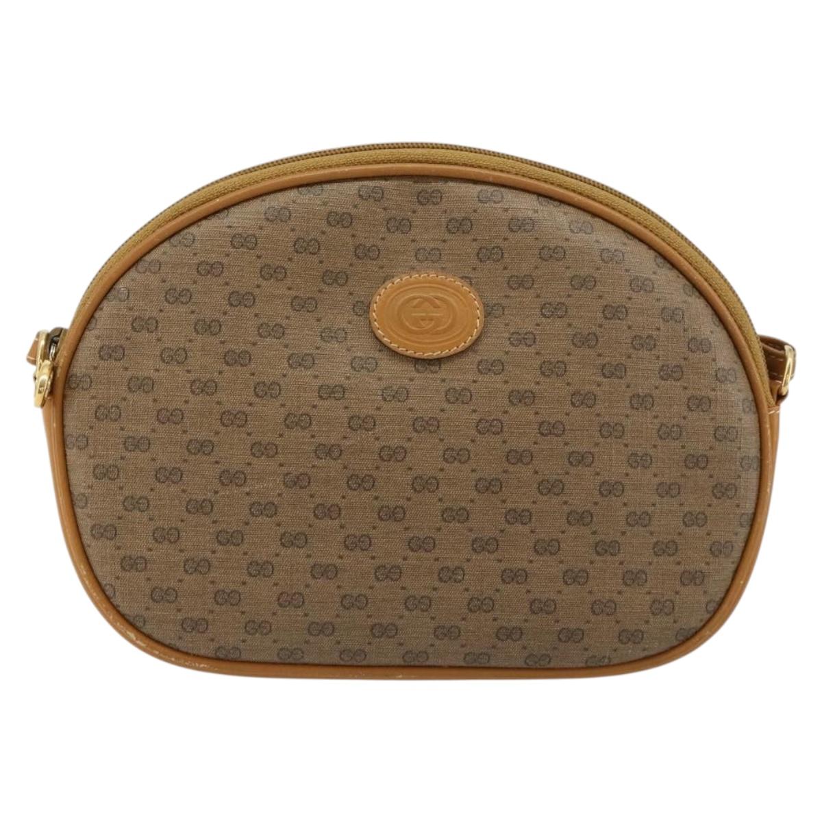 GUCCI Micro GG Supreme Shoulder Bag PVC Beige Gold Auth BA13164