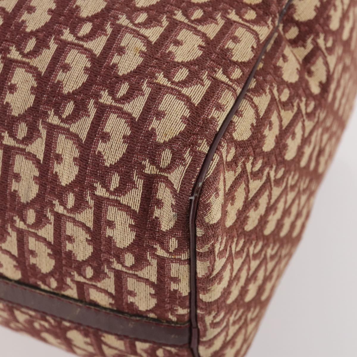 Christian Dior Trotter Canvas Boston Bag Red Gold Auth BA13165