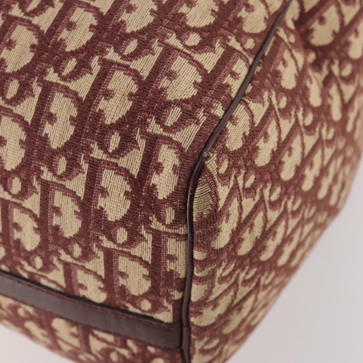 Christian Dior Trotter Canvas Boston Bag Red Gold Auth BA13165