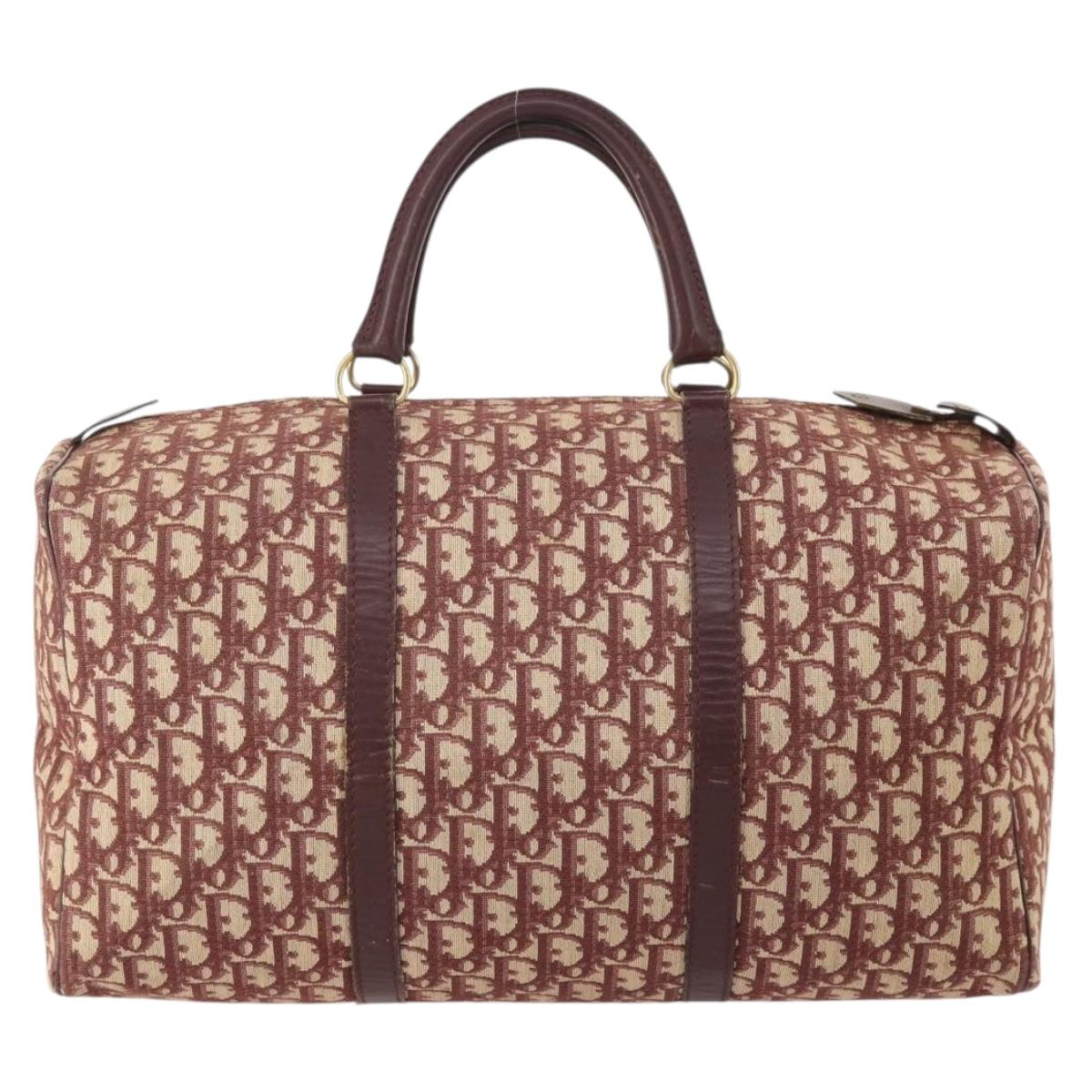 Christian Dior Trotter Canvas Boston Bag Red Gold Auth BA13165