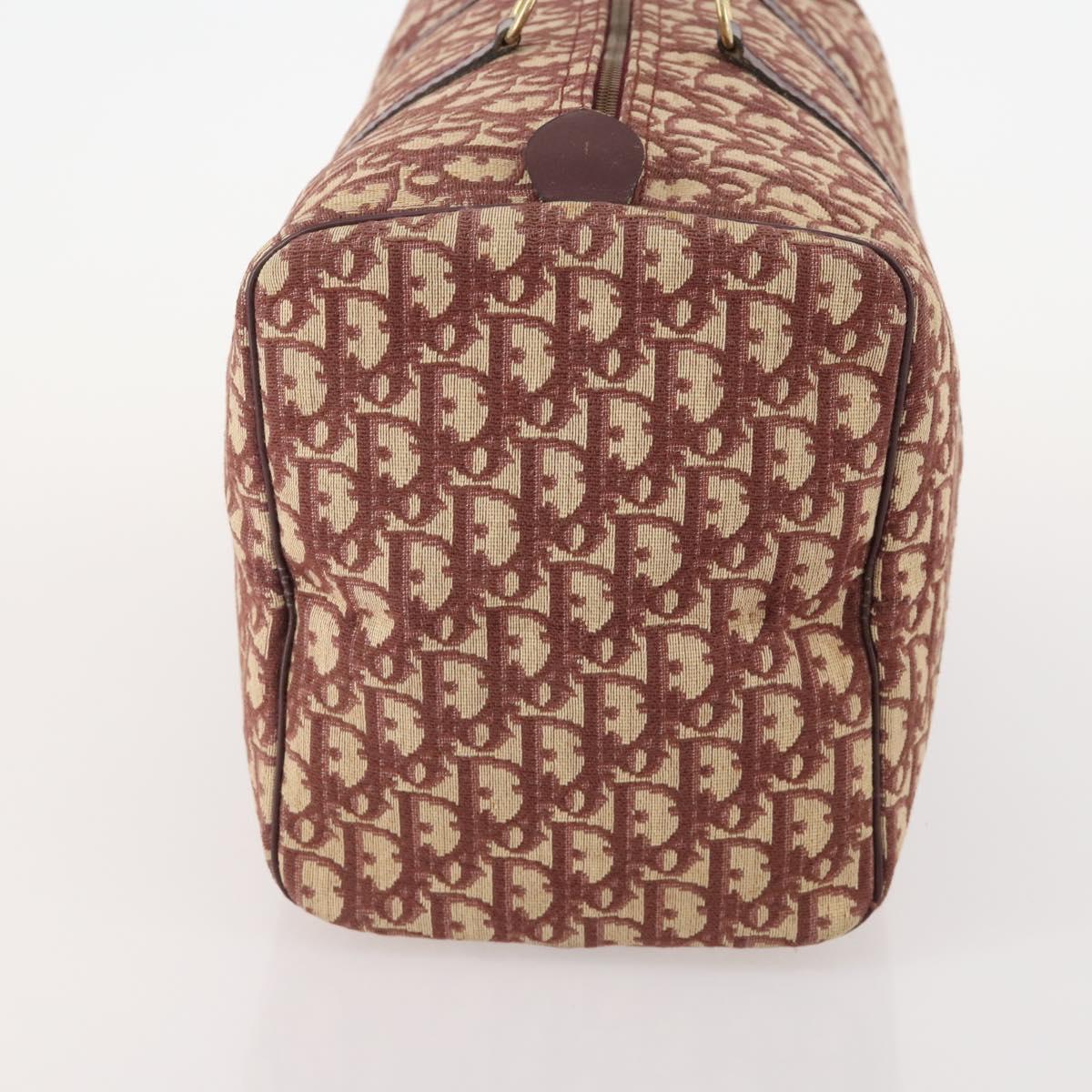 Christian Dior Trotter Canvas Boston Bag Red Gold Auth BA13165