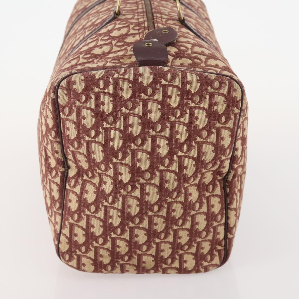 Christian Dior Trotter Canvas Boston Bag Red Gold Auth BA13165