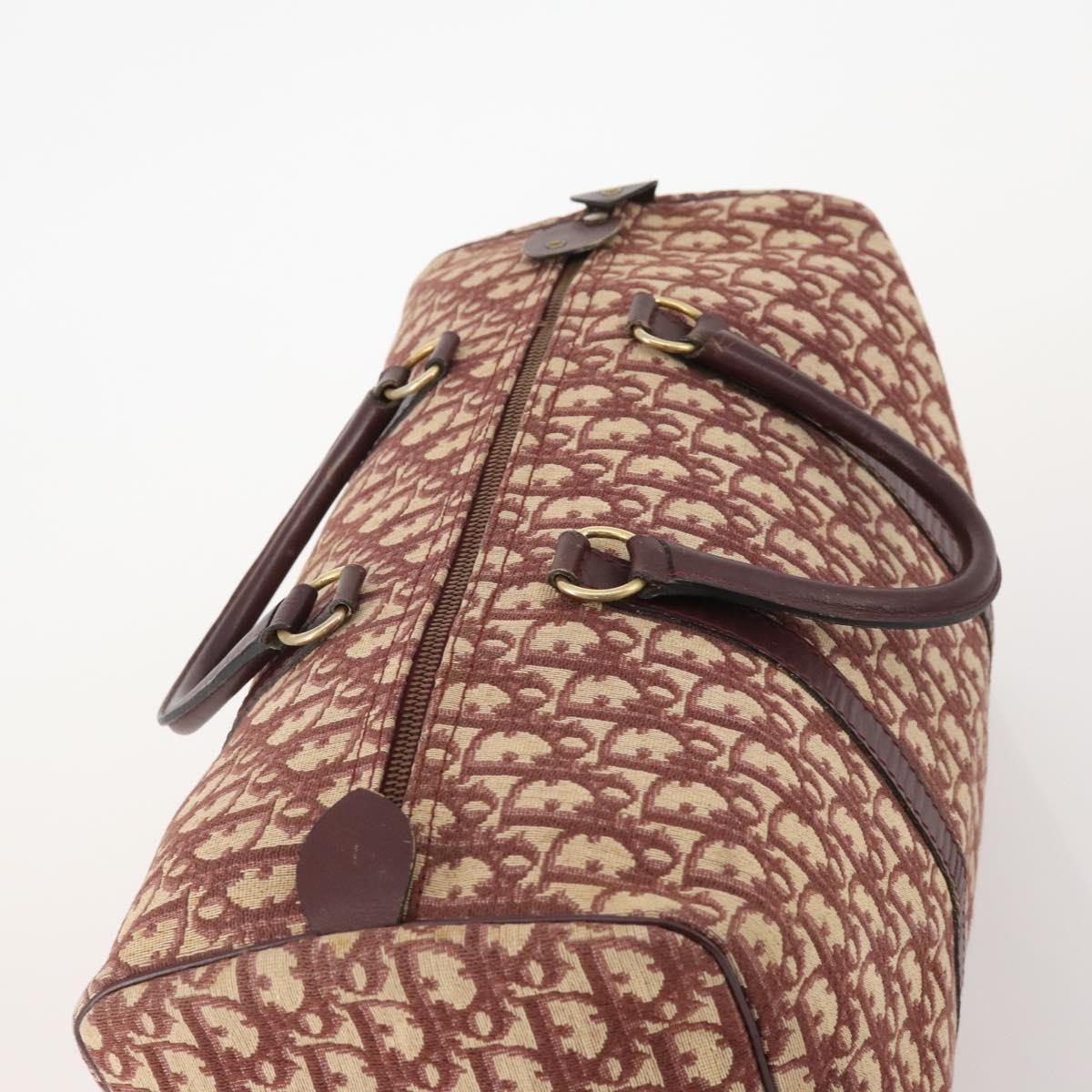 Christian Dior Trotter Canvas Boston Bag Red Gold Auth BA13165