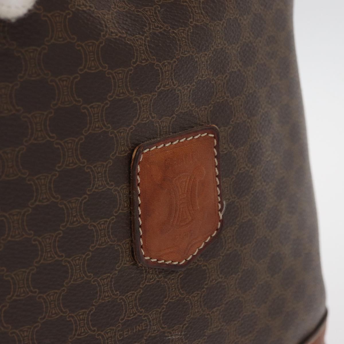 CELINE Macadam Canvas Purse Shoulder Bag PVC Leather Brown Gold Auth BA13166