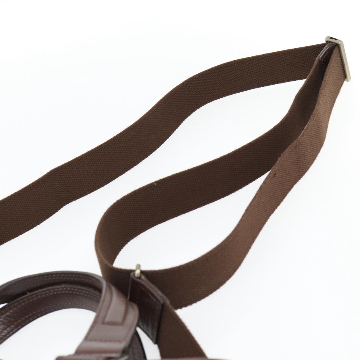 BURBERRY Hand Bag Leather 2way Brown Gold Auth BA13168