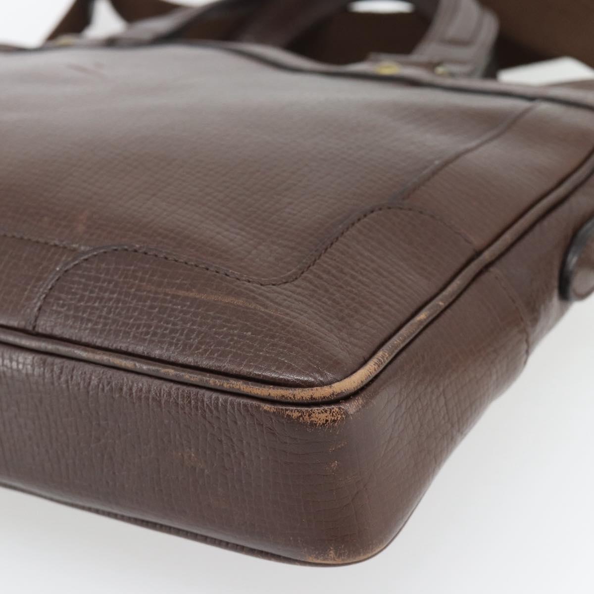 BURBERRY Hand Bag Leather 2way Brown Gold Auth BA13168