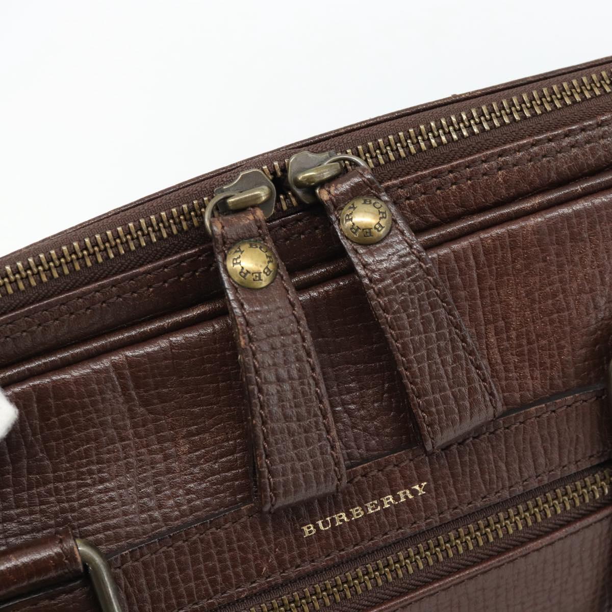 BURBERRY Hand Bag Leather 2way Brown Gold Auth BA13168