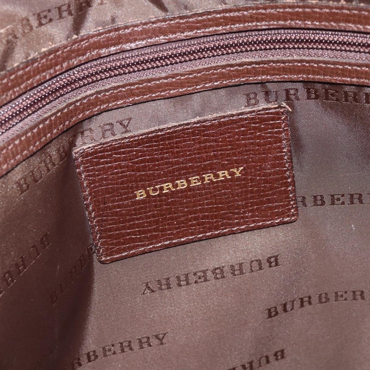 BURBERRY Hand Bag Leather 2way Brown Gold Auth BA13168