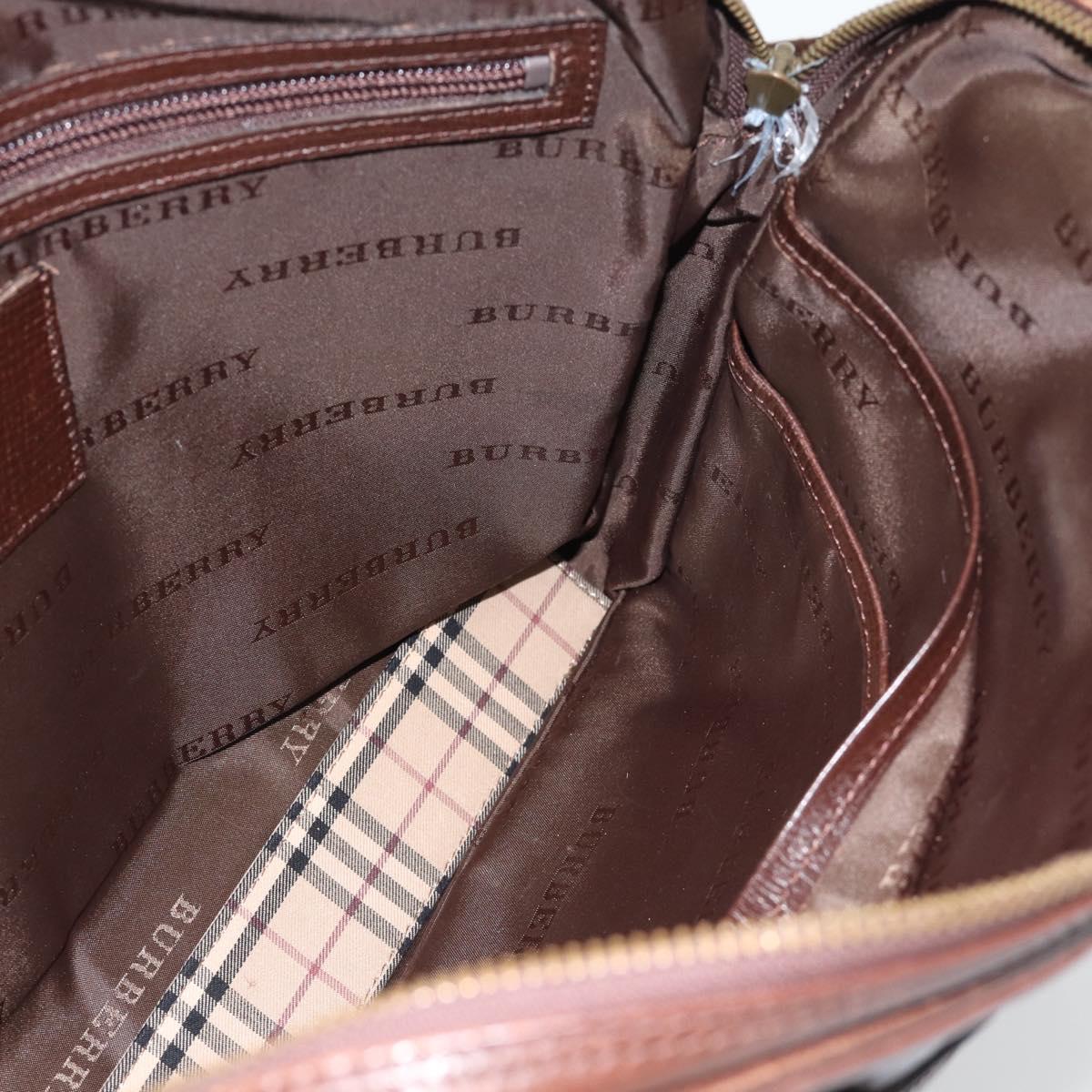 BURBERRY Hand Bag Leather 2way Brown Gold Auth BA13168