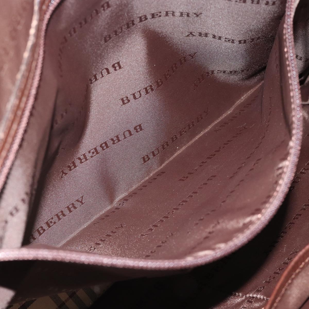 BURBERRY Hand Bag Leather 2way Brown Gold Auth BA13168