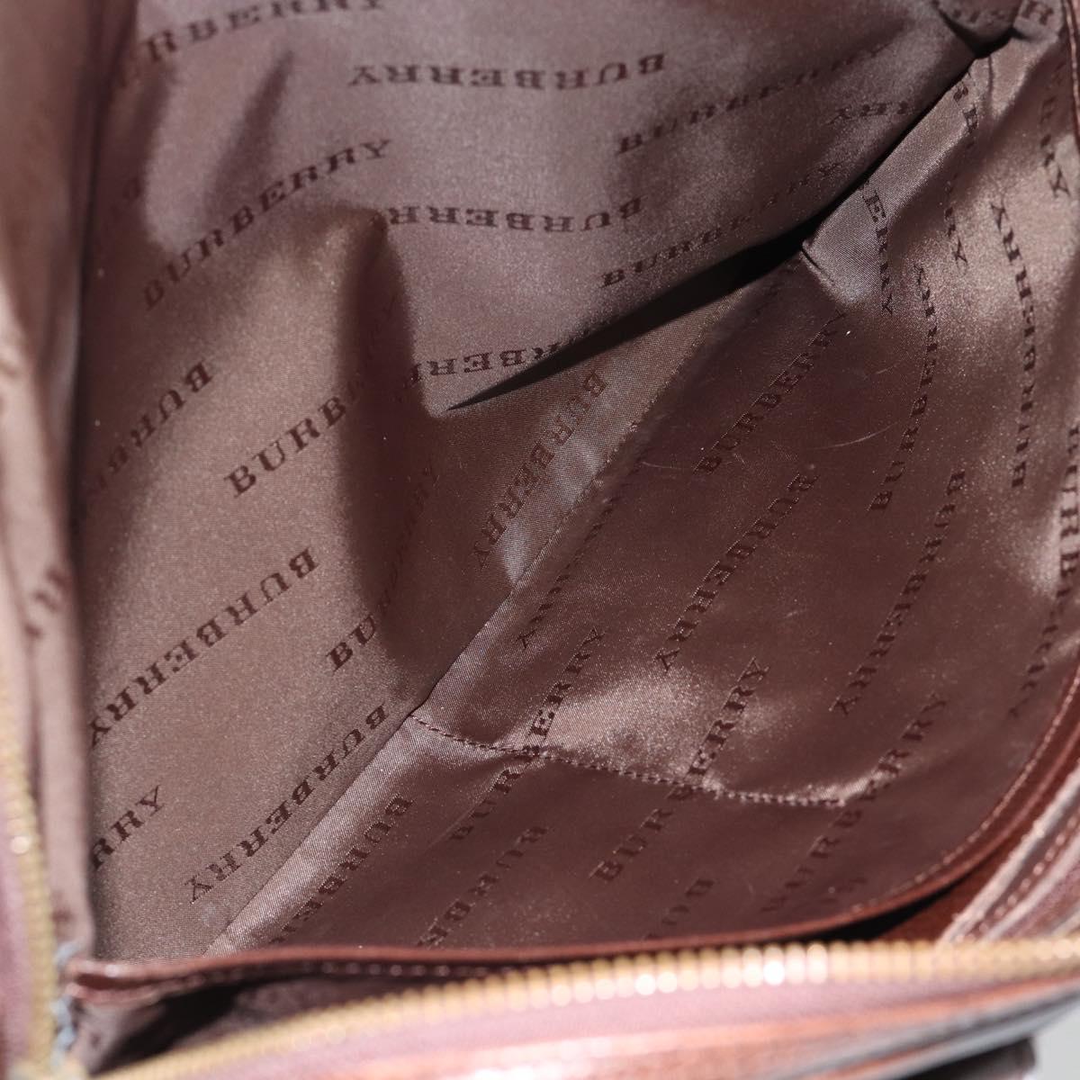BURBERRY Hand Bag Leather 2way Brown Gold Auth BA13168