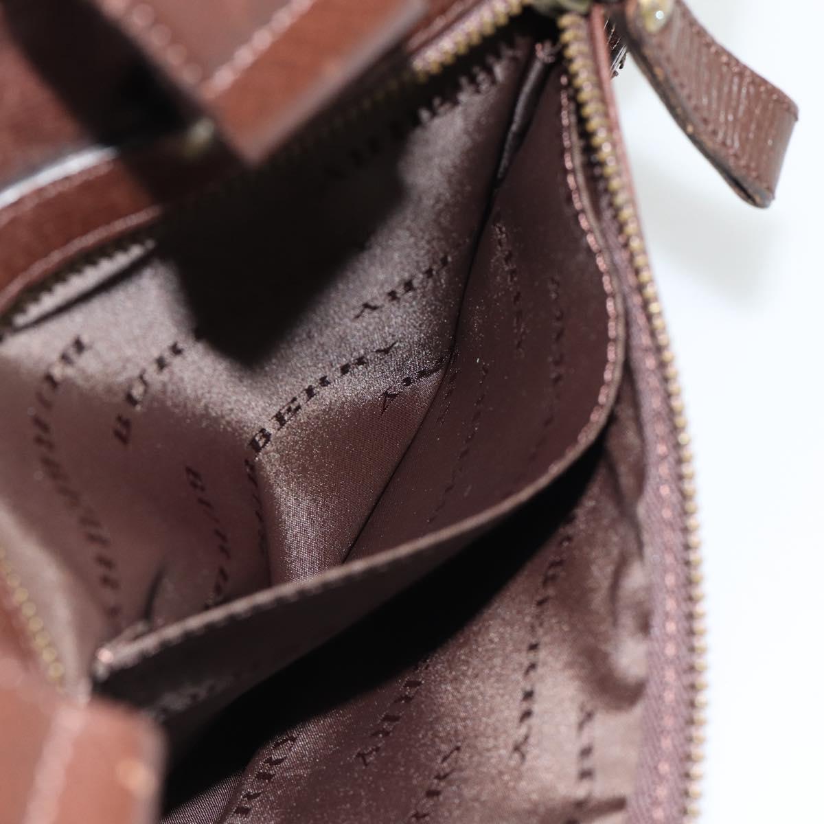 BURBERRY Hand Bag Leather 2way Brown Gold Auth BA13168