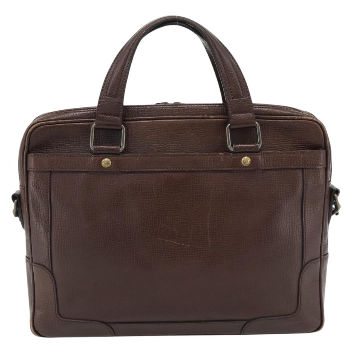 BURBERRY Hand Bag Leather 2way Brown Gold Auth BA13168