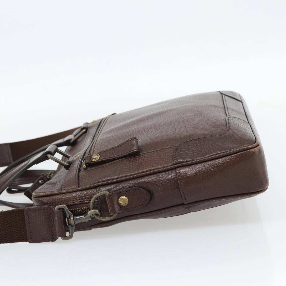 BURBERRY Hand Bag Leather 2way Brown Gold Auth BA13168