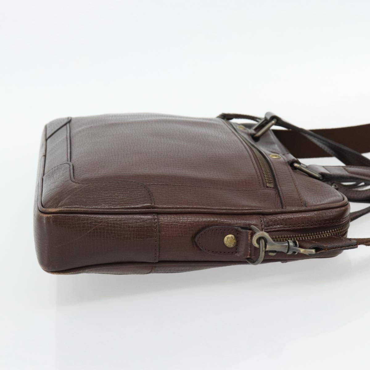BURBERRY Hand Bag Leather 2way Brown Gold Auth BA13168