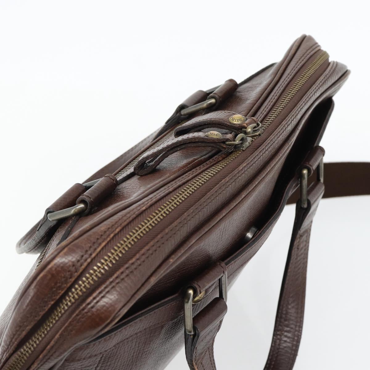 BURBERRY Hand Bag Leather 2way Brown Gold Auth BA13168