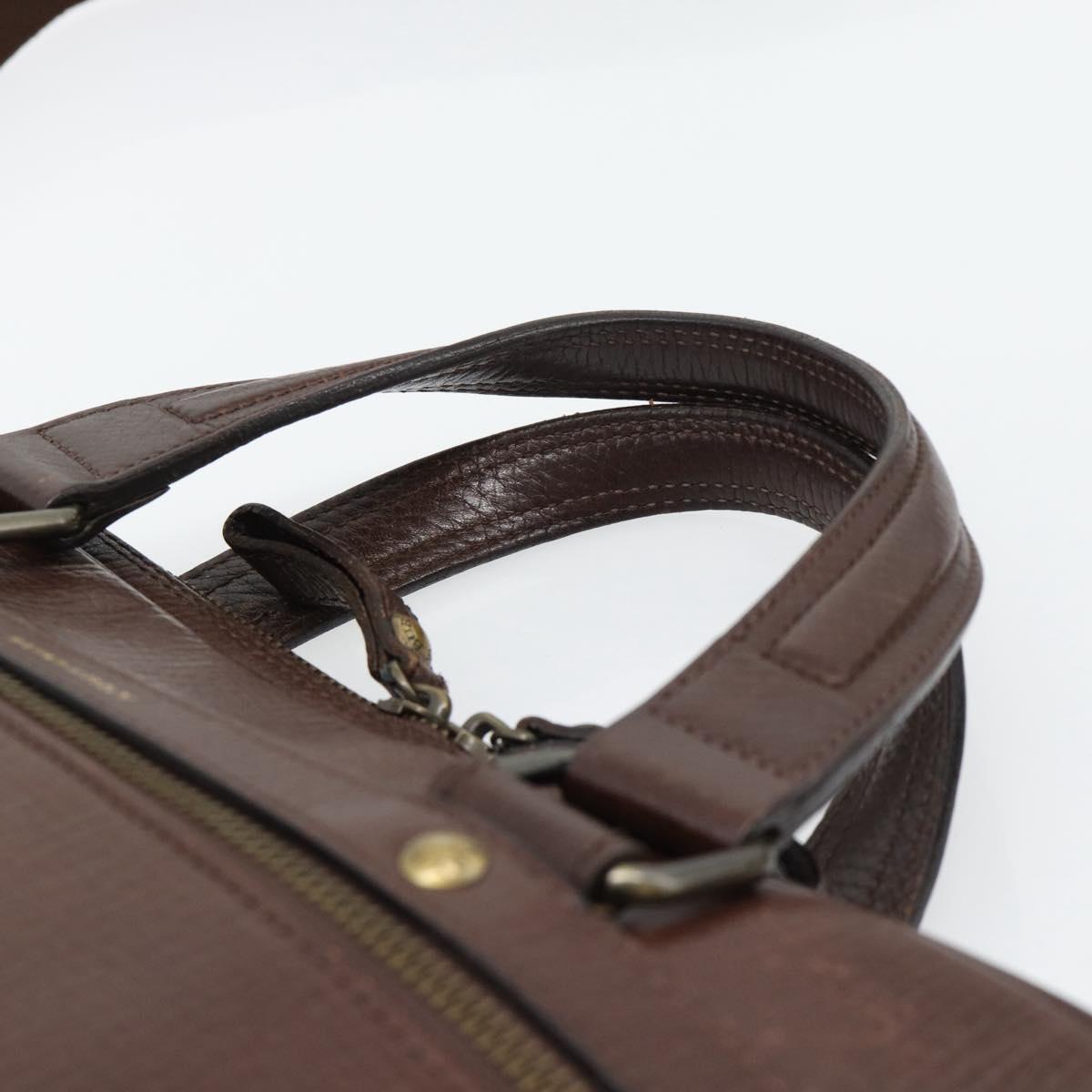 BURBERRY Hand Bag Leather 2way Brown Gold Auth BA13168