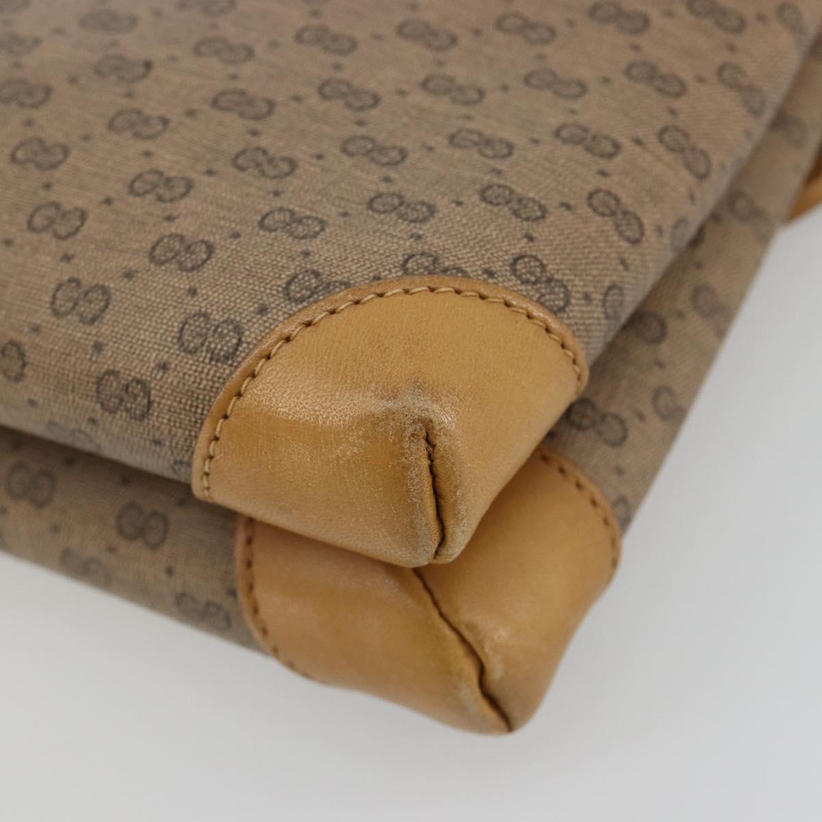 GUCCI Micro GG Supreme Shoulder Bag PVC Beige Gold Auth BA13169