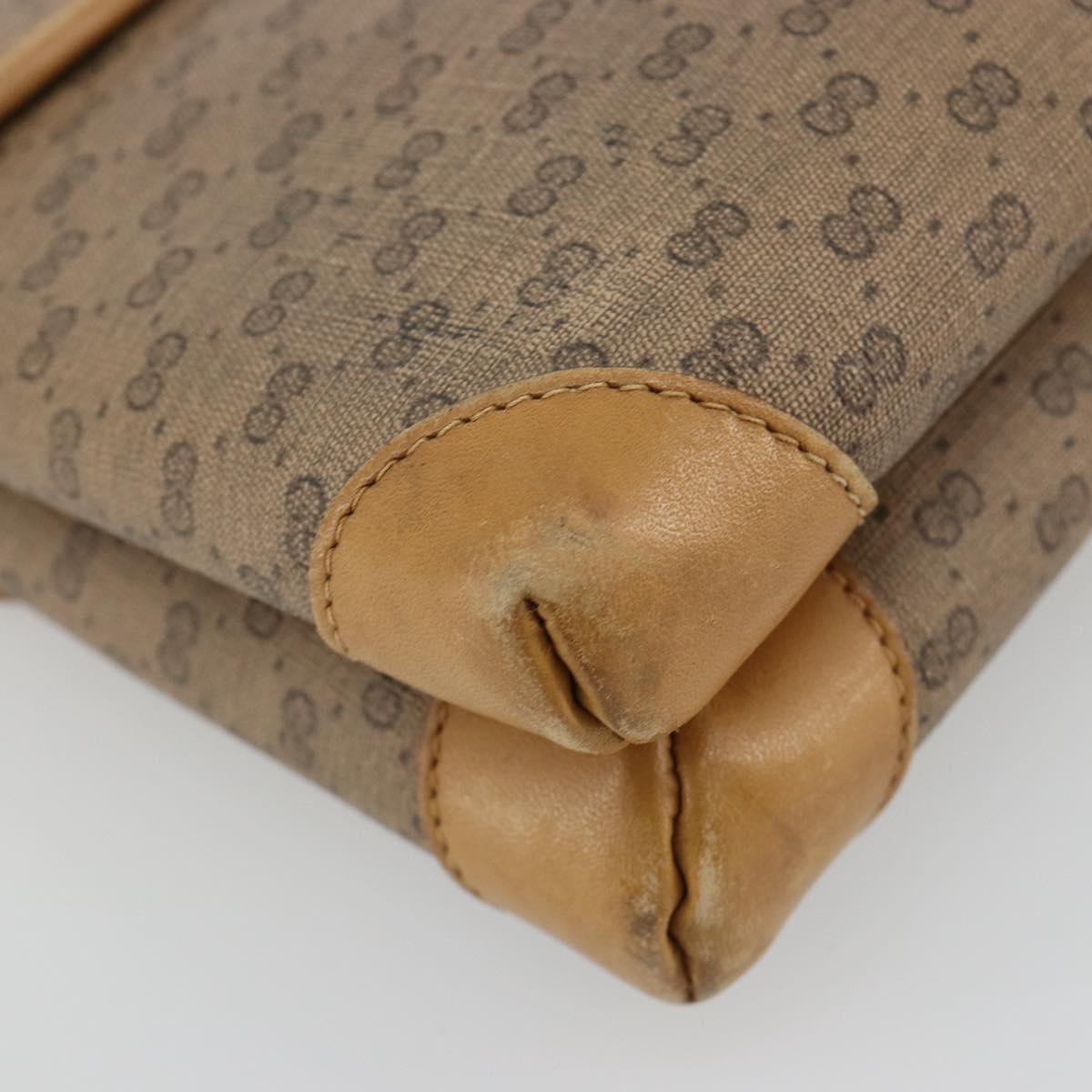 GUCCI Micro GG Supreme Shoulder Bag PVC Beige Gold Auth BA13169