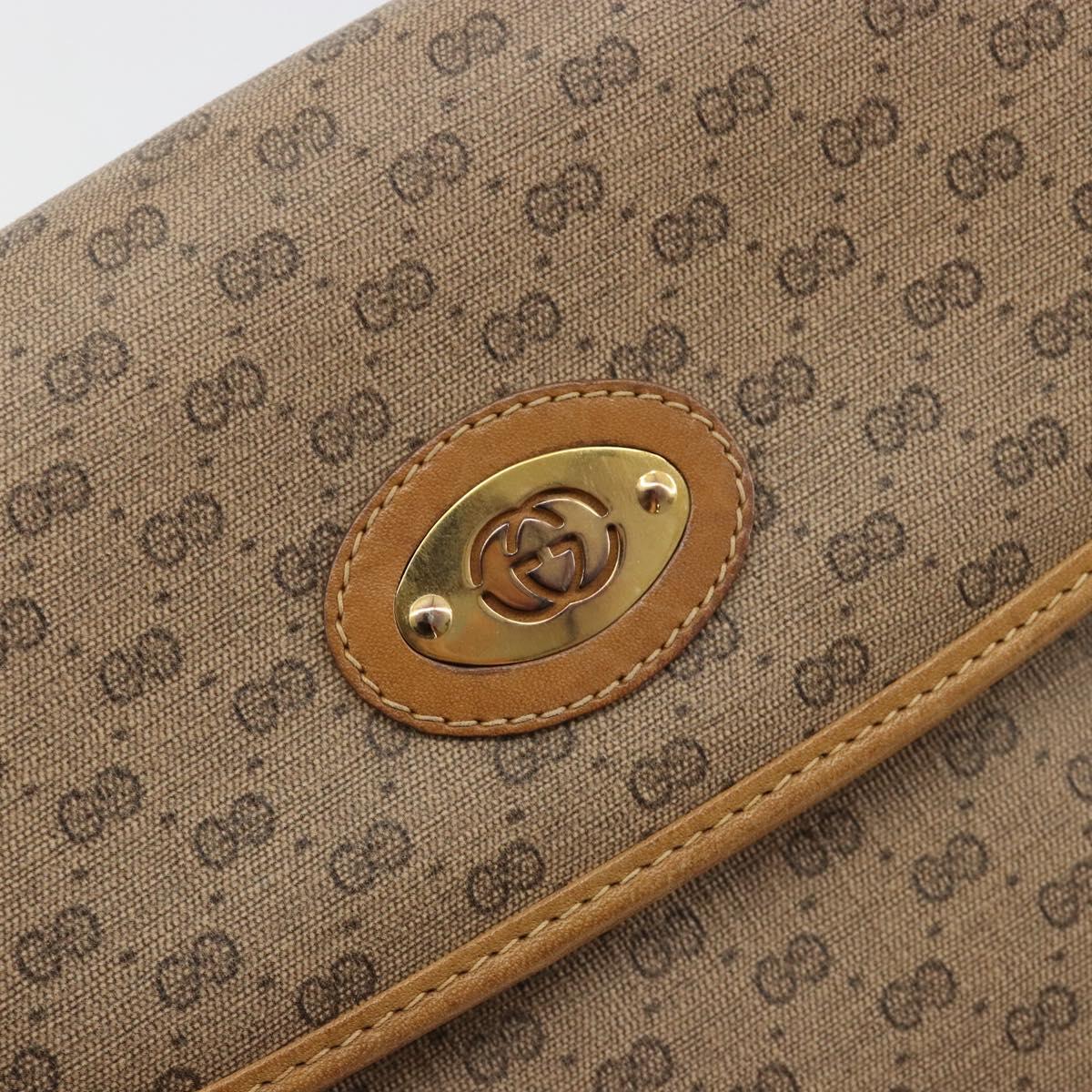 GUCCI Micro GG Supreme Shoulder Bag PVC Beige Gold Auth BA13169