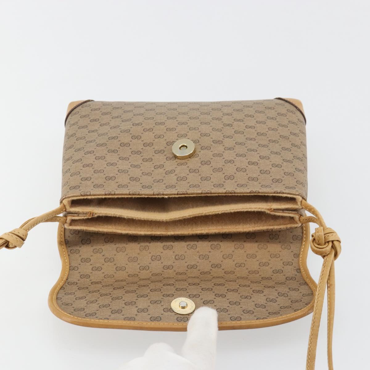 GUCCI Micro GG Supreme Shoulder Bag PVC Beige Gold Auth BA13169