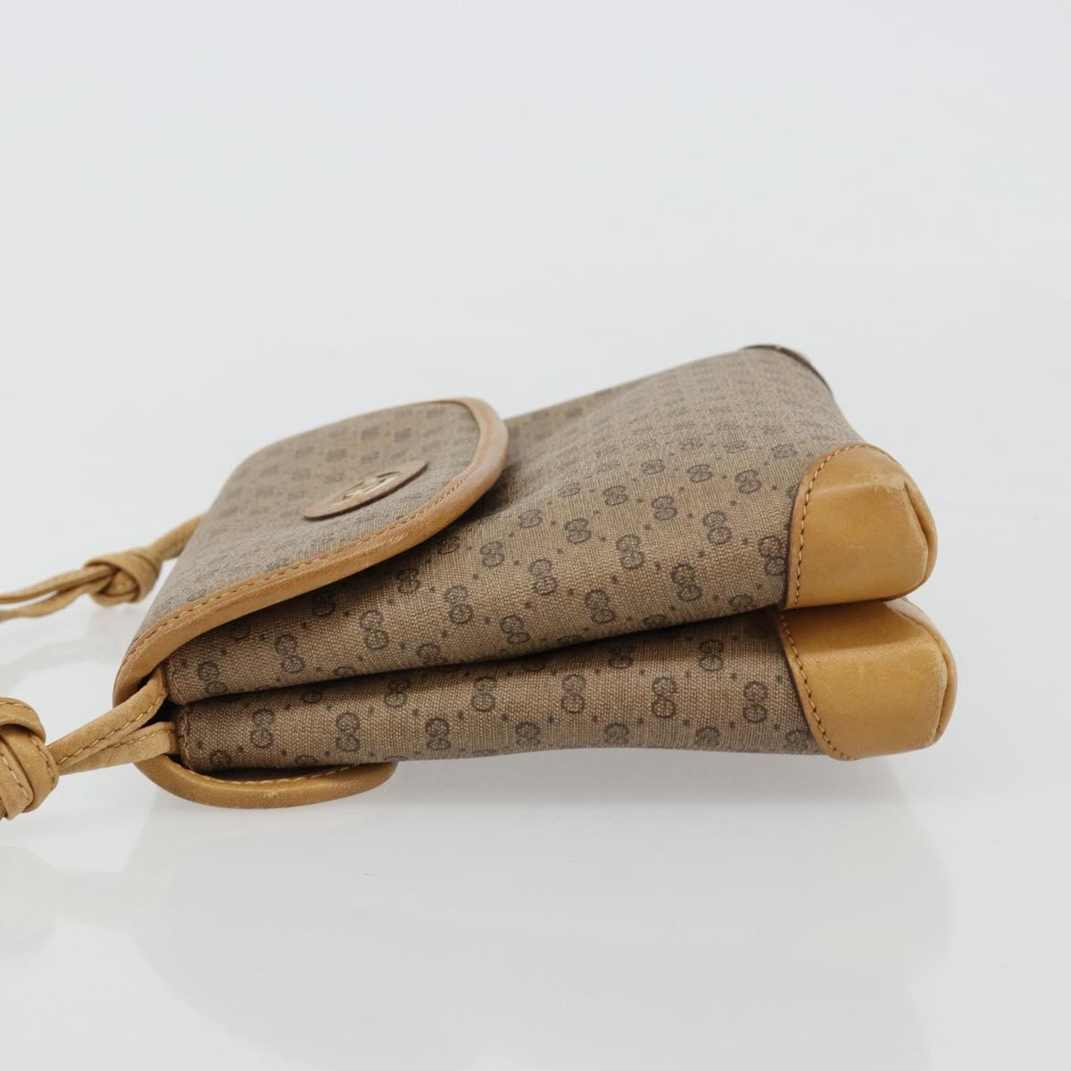 GUCCI Micro GG Supreme Shoulder Bag PVC Beige Gold Auth BA13169