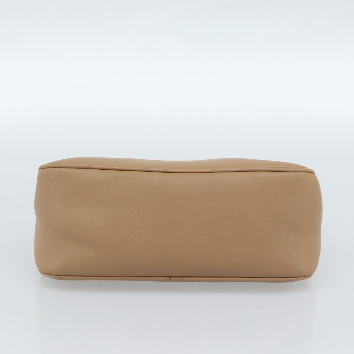 Salvatore Ferragamo Gancini Shoulder Bag Leather Beige Silver Auth BA13171