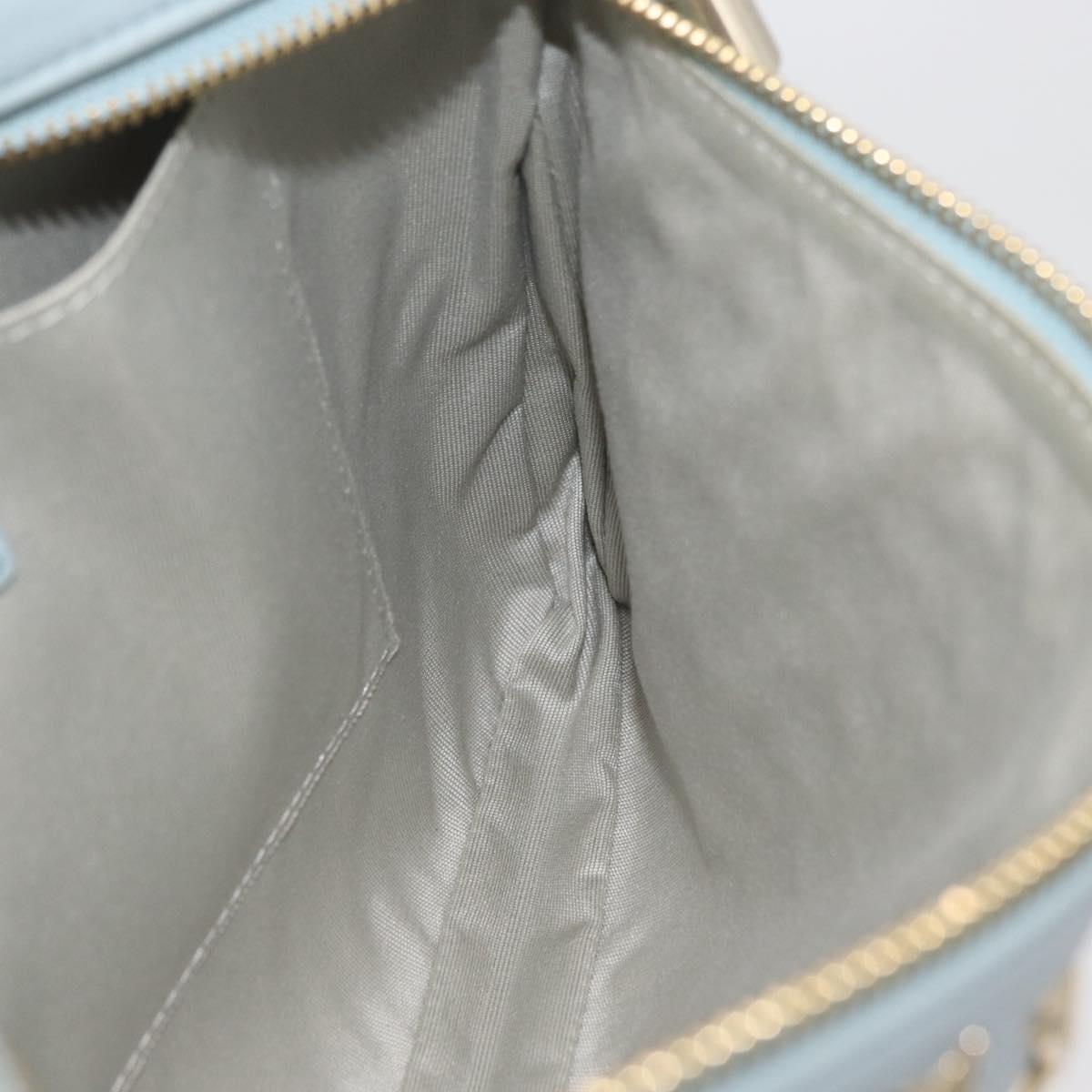 Jimmy Choo Clutch Bag Leather Light Blue Gold Auth BA13172