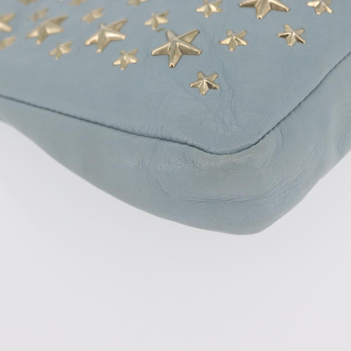 Jimmy Choo Clutch Bag Leather Light Blue Gold Auth BA13172