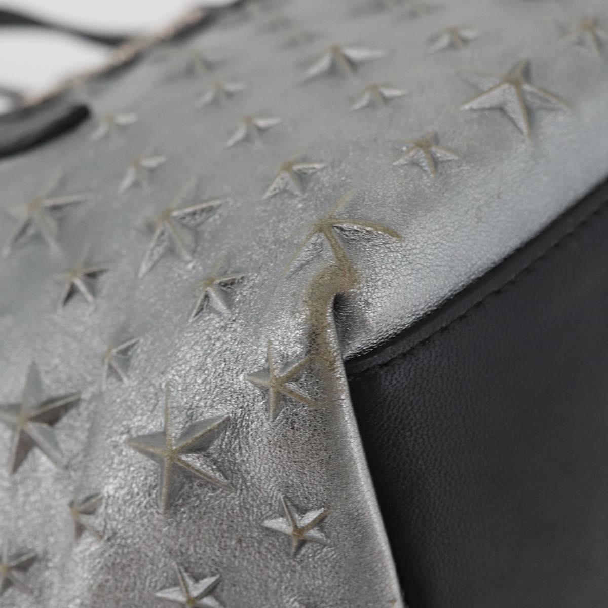 Jimmy Choo Hand Bag Leather Light Blue Silver Auth BA13173