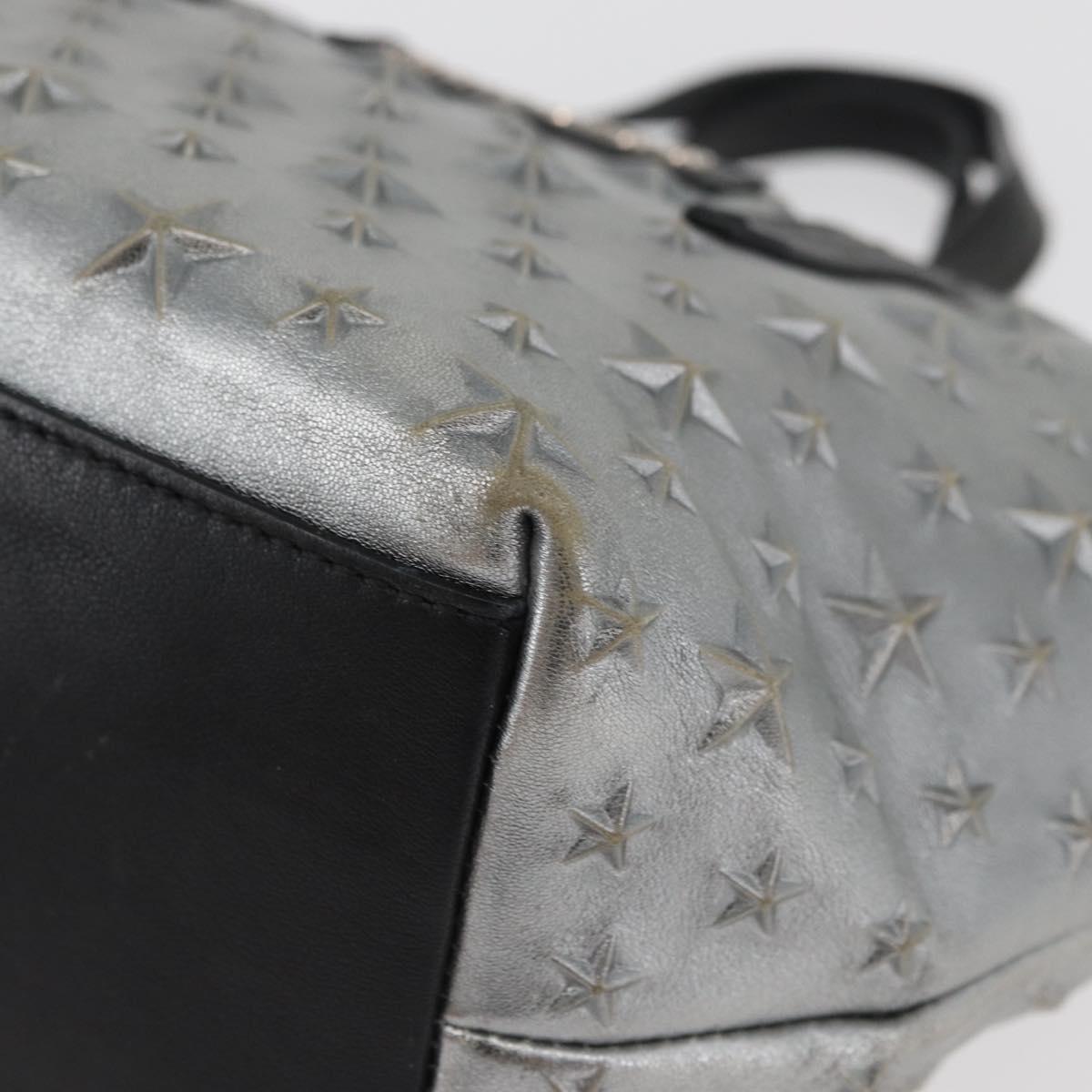Jimmy Choo Hand Bag Leather Light Blue Silver Auth BA13173