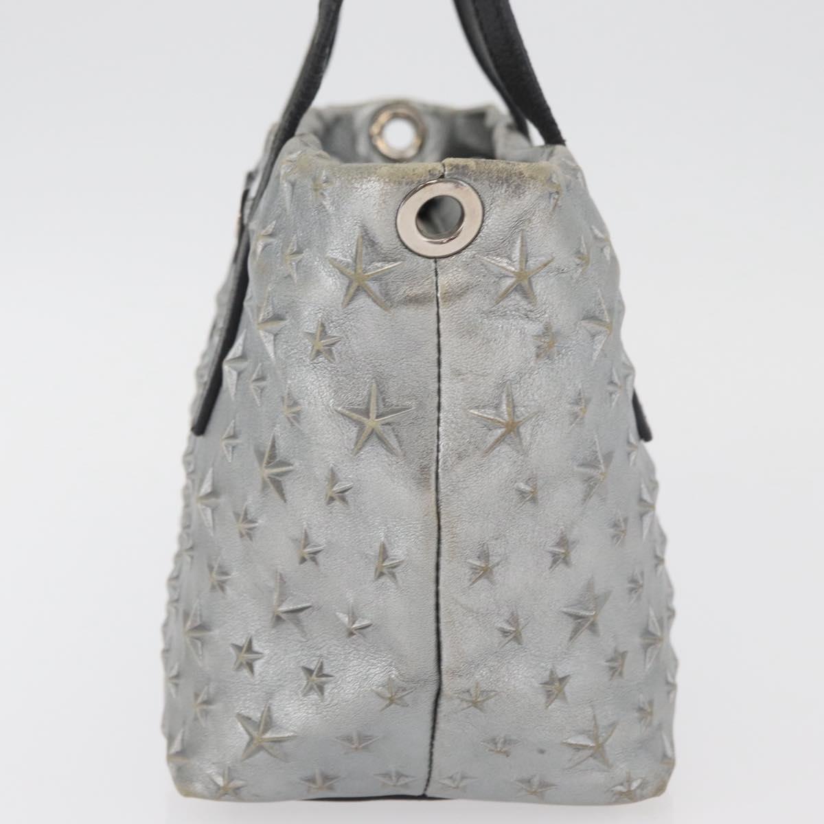Jimmy Choo Hand Bag Leather Light Blue Silver Auth BA13173