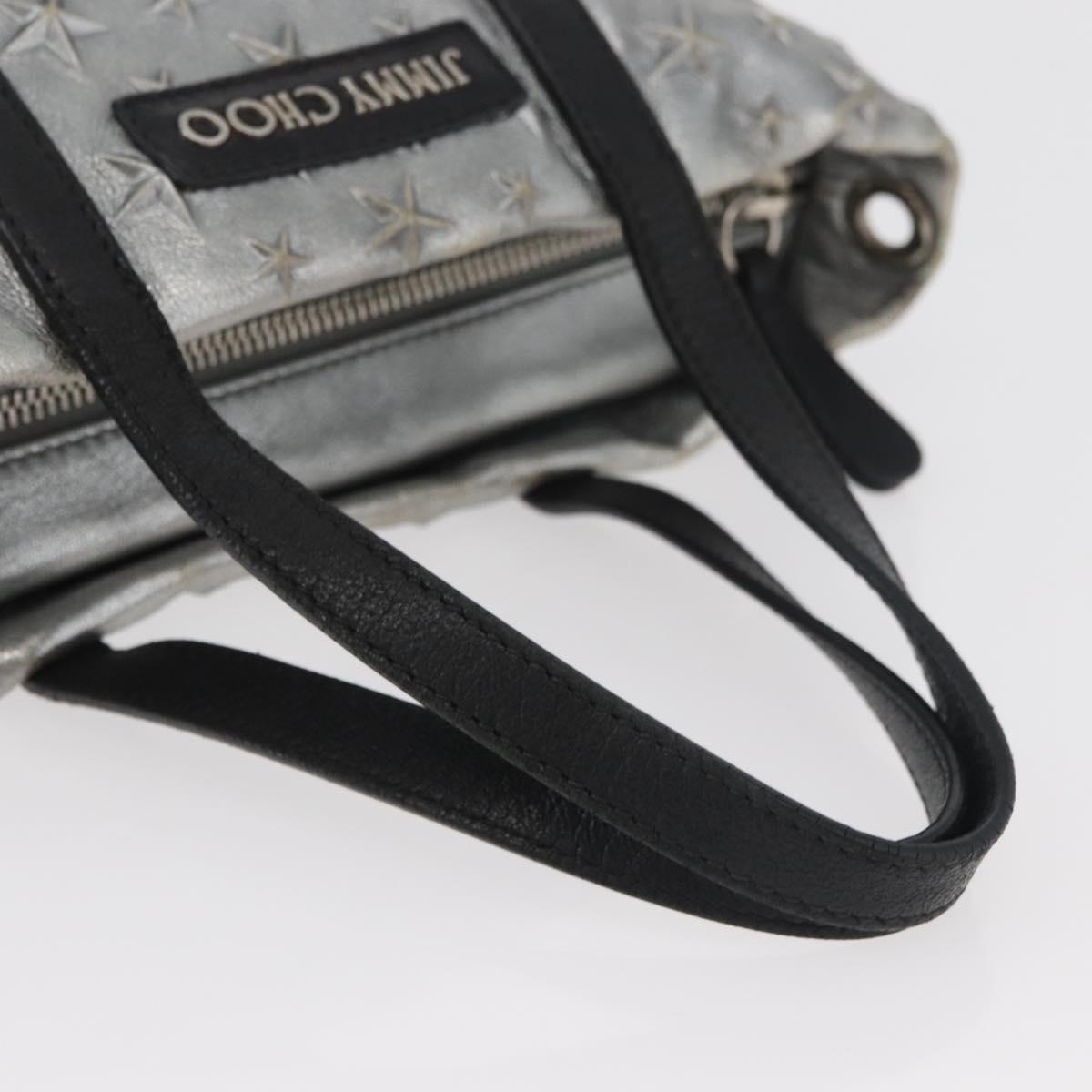 Jimmy Choo Hand Bag Leather Light Blue Silver Auth BA13173