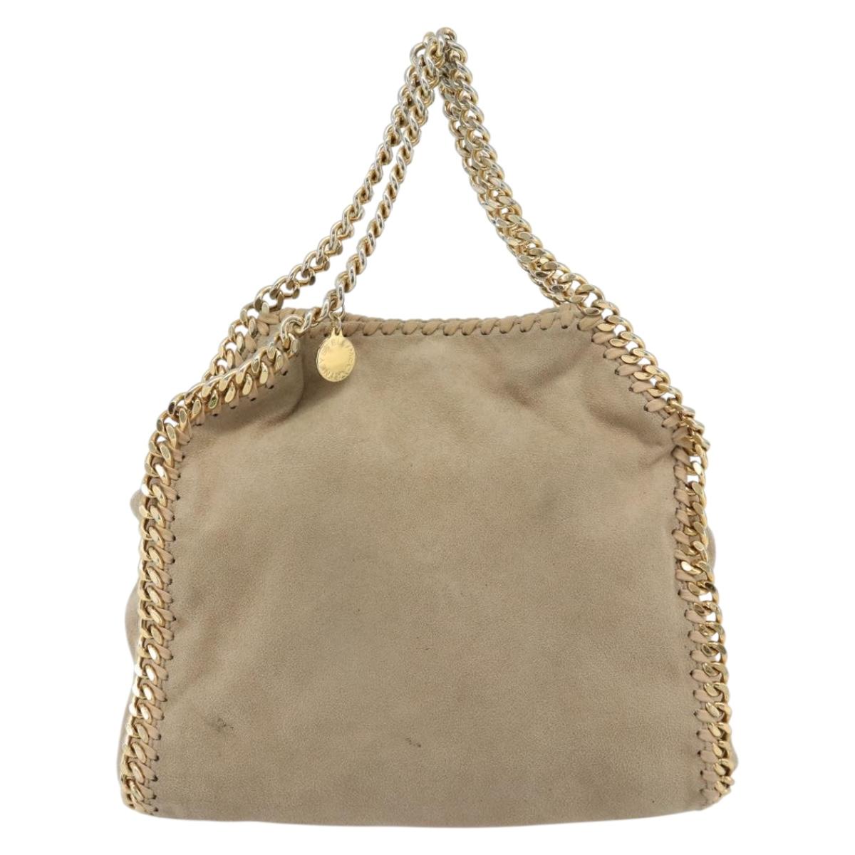 Stella MacCartney Chain Falabella Bag polyester 2way Beige Gold Auth BA13174A